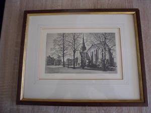 Maarten Langbroek - Ets. Titel, "Oude Kerk te Rijswijk (ZH)". kopen? Bied vanaf 15!