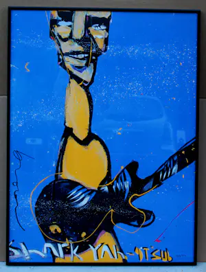 Herman Brood - Ingelijste zeefdruk: het bandje: de gitarist - 1990 kopen? Bied vanaf 350!