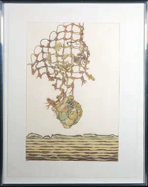 Pauline Braat - Potloodtekening, Strandvondst - Ingelijst kopen? Bied vanaf 1!