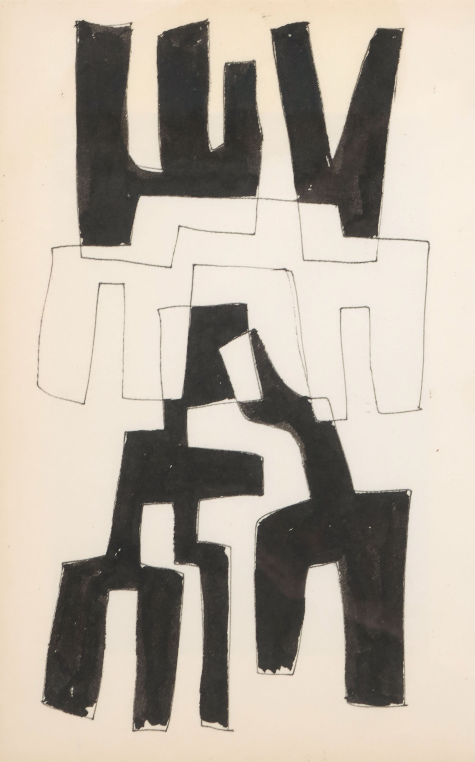 Siep van den Berg - Inkttekening, Abstracte voorstelling - Ingelijst kopen? Bied vanaf 70!