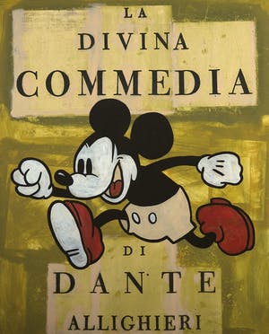 Jan Bollaert - Gemengde techniek op board, Mickey la Divina - Ingelijst (Zeer Groot) kopen? Bied vanaf 100!