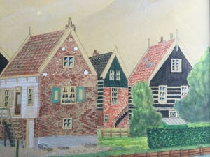 Daniel Cornelis Kerkhoven - Beeld van Marken | Gouache/tekening (ingelijst) kopen? Bied vanaf 35!