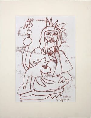 Christine Spierings - Monotype, z.t. Koningin en draakje kopen? Bied vanaf 1!