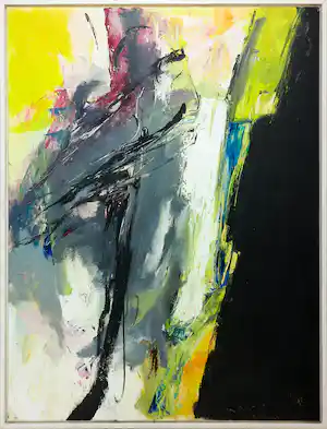 Wim Pieterse - Olieverf op doek, Zonder titel - Ingelijst (Zeer Groot) verkocht voor € 470!