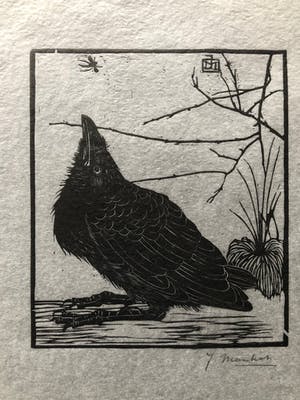 Jan Mankes - Houtsnede kleine kraai kijkend naar mugje - Gesigneerd - 1918 kopen? Bied vanaf 395!