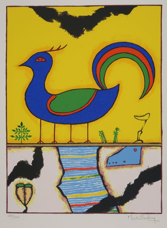 Martin Bradley - Zeefdruk, Blue Bird verkocht voor € 40!