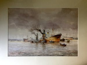Jan Schaeffer - Haven - Gemengde techniek, Ingelijst kopen? Bied vanaf 199!