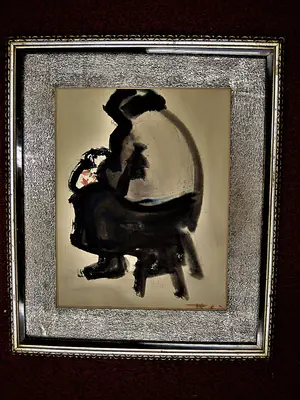 Felix van de Beek - vroeg (figuratief) Jaren 60 Gouache/Inkt "de marktvrouw" in fraaie lijst! kopen? Bied vanaf 89!