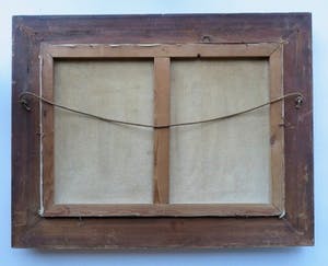 Niet of onleesbaar gesigneerd - Stadszicht - Hofje Bakenesserkamer/St BAVO -Gesigneerd - Fraaie vergulden lijst! kopen? Bied vanaf 10!