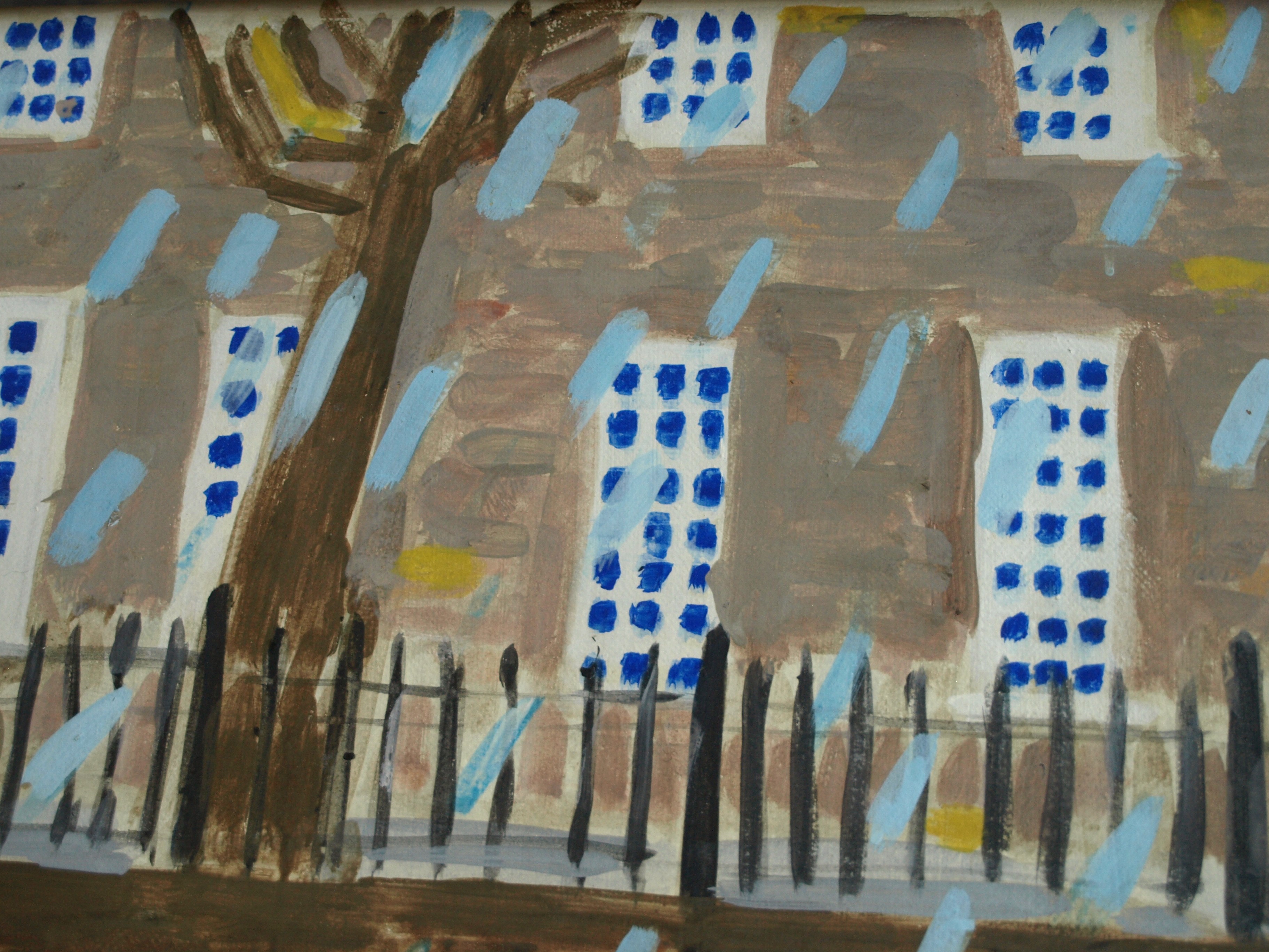 Wendelien Schonfeld - Tempera , Regen V – gesigneerd & ingelijst – ca 1985 kopen? Bied vanaf 50!