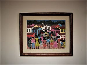 Niet of onleesbaar gesigneerd - Brazilie Rio naief acryl/doek "Kinderen op Plein" gesigneerd kopen? Bied vanaf 1!