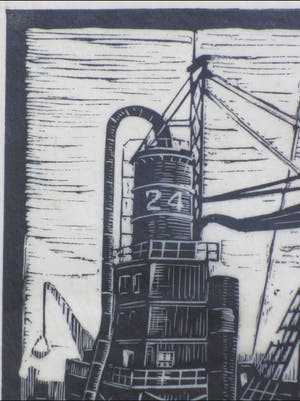 Antonius Hubertus Nordberg - Graanelevator in de haven - Houtsnede kopen? Bied vanaf 35!