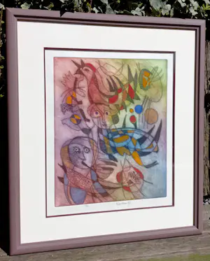 Jan Cobbaert - CoBrA figuren, handgekleurde aquatint ets (mooi ingelijst, zeer kleine oplage) kopen? Bied vanaf 695!