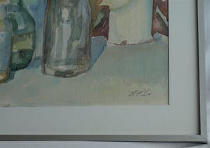 Henk Lit - Aquarel, “Stilleven met flessen” - gesigneerd & ingelijst – ca 1970 kopen? Bied vanaf 40!