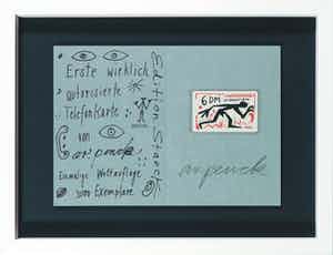 A.R. Penck - Gesigneerde zeefdruk met (ongeopende) telefoonkaart verkocht voor € 1!