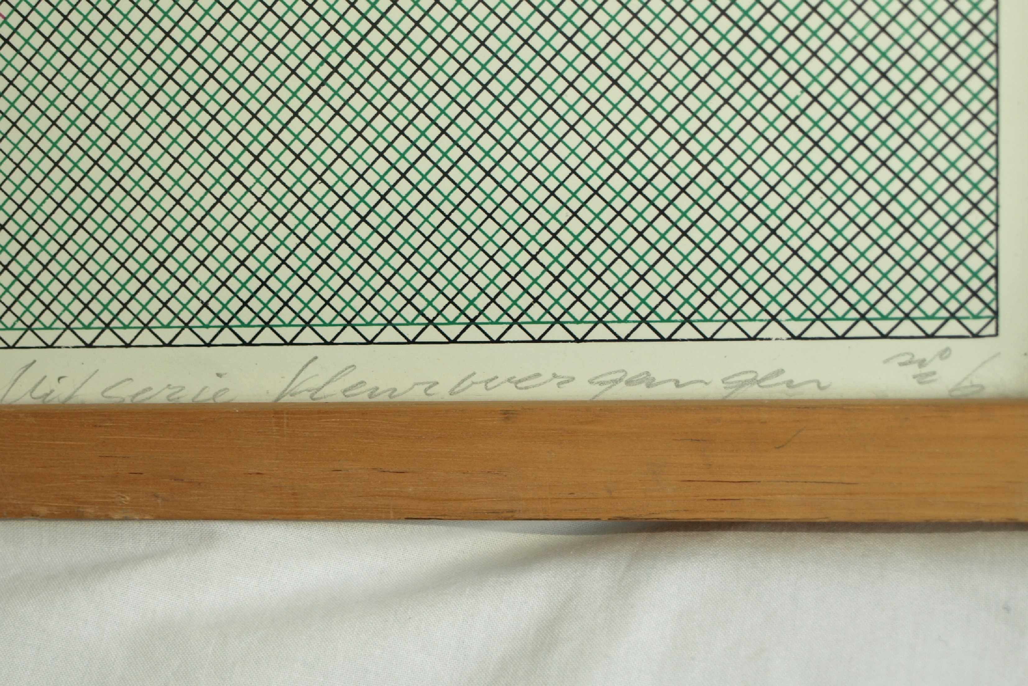 Arnold Pander - Tekening , Overgang van violet naar groen - ingelijst – 1976 kopen? Bied vanaf 1!