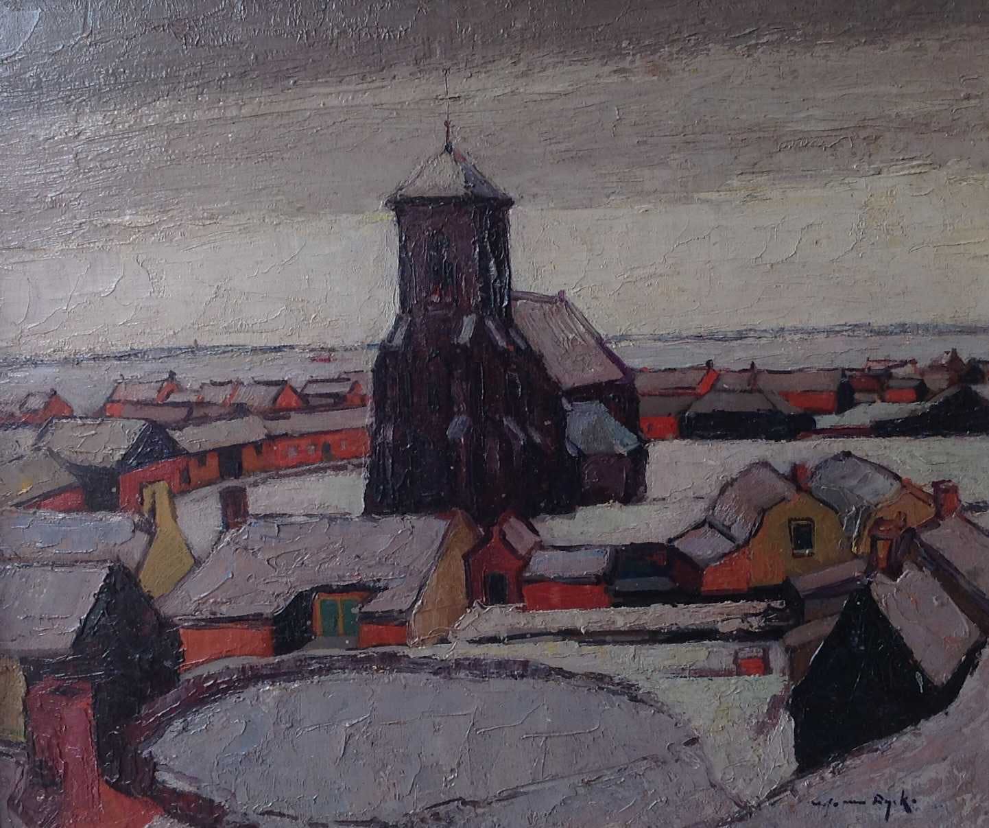 Niet of onleesbaar gesigneerd - Zicht op zouteland verkocht voor € 1!