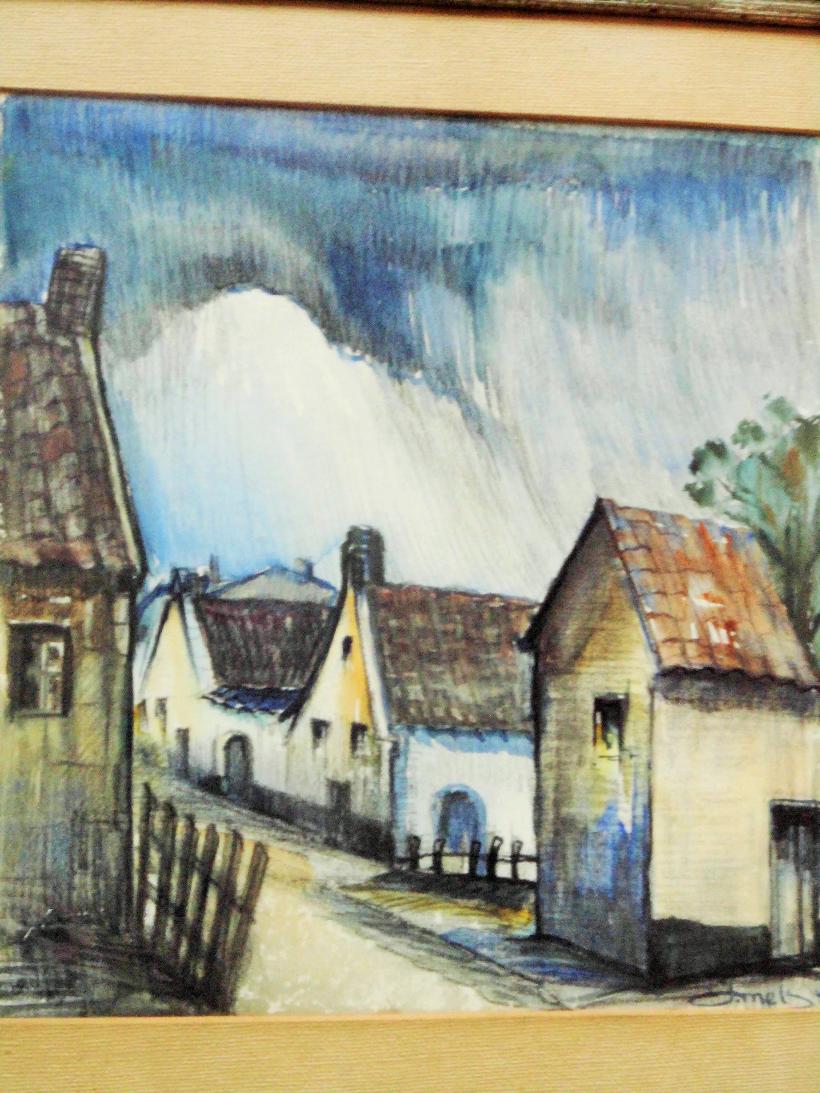Jacques Mels - Aquarel - Straatje kopen? Bied vanaf 40!