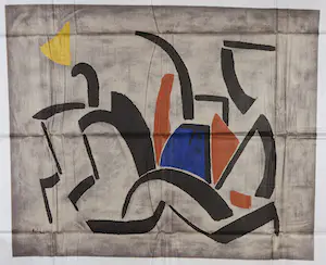 Edmondo Bacci - Zonder titel + Toon Kelder, Composition, Lot van 2 zeefdrukken op katoenzijde kopen? Bied vanaf 1!