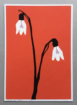 Wouter van Riessen - zeefdruk ‘Sneeuwklokjes’ - 2007 kopen? Bied vanaf 50!