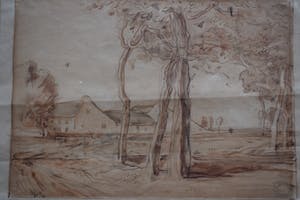 Willem van Konijnenburg - Aquarel - Boerenlandschap kopen? Bied vanaf 200!