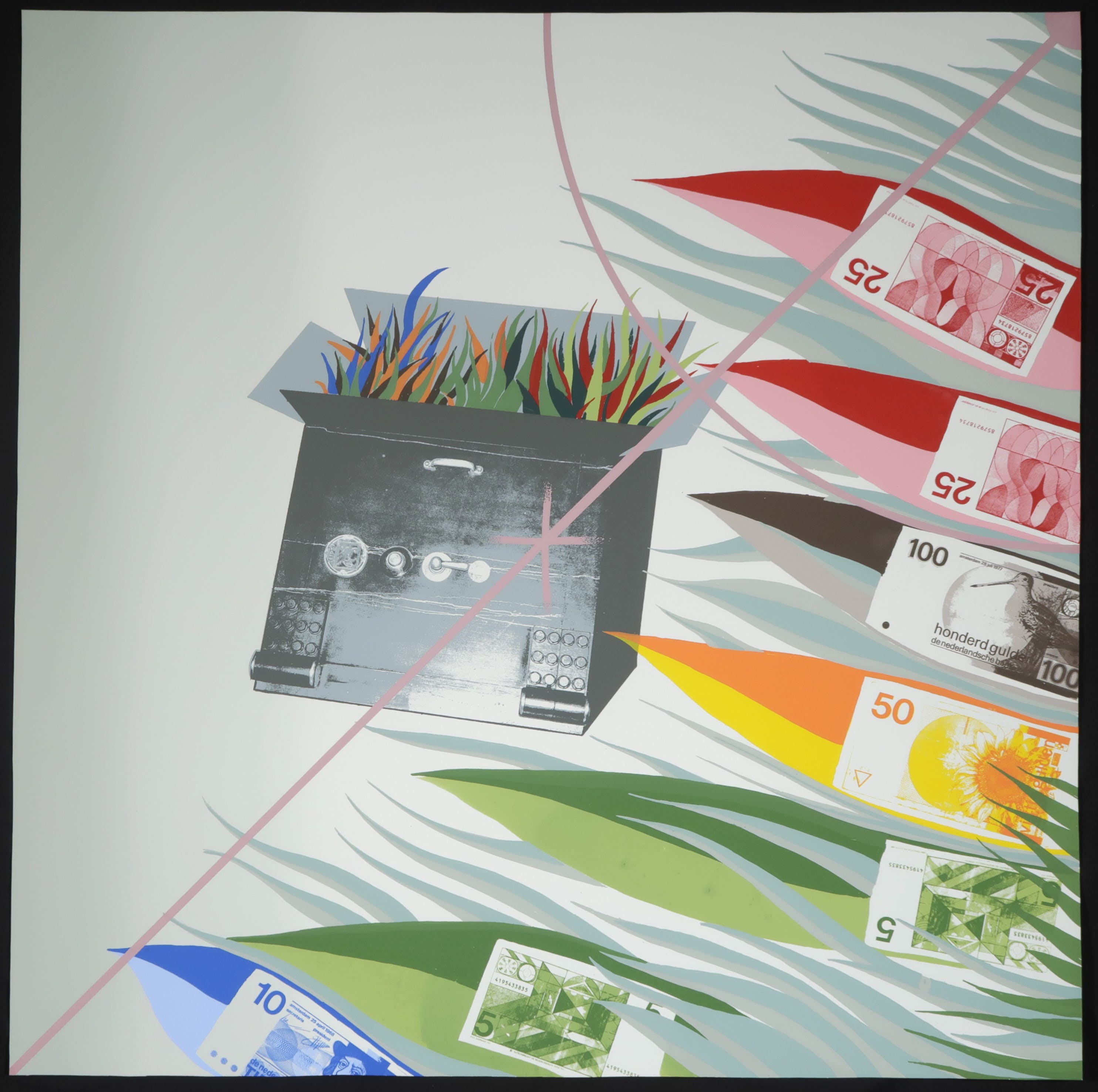 Harrie Schalken - Serie van 7 zeefdrukken, De deellijn tussen besteden en beleggen kopen? Bied vanaf 20!