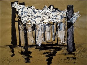 Niet of onleesbaar gesigneerd - Amerika 1960 abstract expressionistisch Gem. Techniek "New York 2000" gesigneerd kopen? Bied vanaf 10!