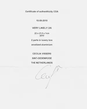 Cecilia Vissers - Very Likely, wandobject van geanodiseerd aluminium (tweeluik) kaufen? Bieten Sie von 395!