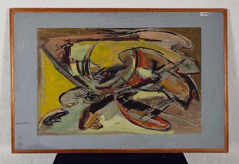 Jan Jonges - Gewonde Stier - Gouache op papier - gesigneerd r.o. - BKR Amsterdam -Soort 1969 kopen? Bied vanaf 10!