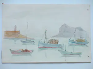 Jos van den Berg - De haven van Altea - Aquarellen kopen? Bied vanaf 48!