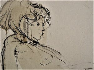 Guy Denaigre - Fraai impressionistisch Aquarel/Inkt "liggend vrouwelijk Naakt" gesigneerd kopen? Bied vanaf 20!