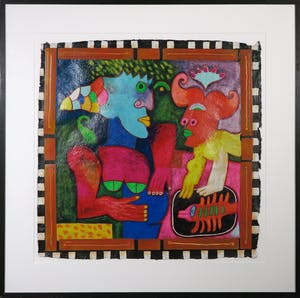 Clemens Briels - Zeefdruk en hout, Habla ambas.. - Ingelijst (Groot) kopen? Bied vanaf 100!