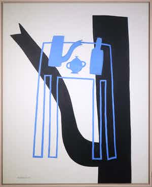 Klaas Gubbels - Acryl op doek, Stilleven met tafel, kan en fles - Ingelijst (Zeer groot!!) verkocht voor € 6000!