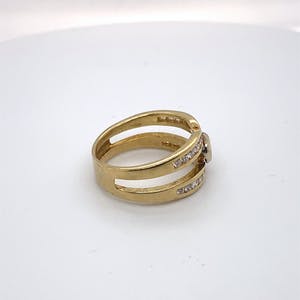 18kt gouden diamanten ring, maat 56,18,00, 6,98 gr kopen? Bied vanaf 380!