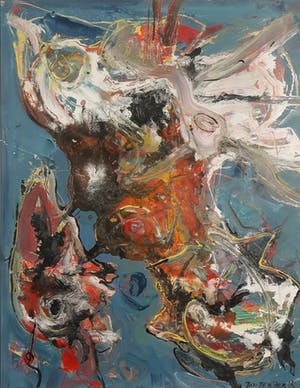 Jan te Wierik - Acryl op papier, Zonder titel - Ingelijst kopen? Bied vanaf 400!