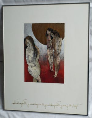 Ans Wortel - Gouache , “Met belangstelling voor.....” - gesigneerd & ingelijst – 1978 kopen? Bied vanaf 350!