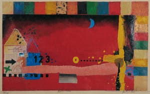 Theo Koster - Zeefdruk en collage, Blue moon - Ingelijst (Groot) kopen? Bied vanaf 50!