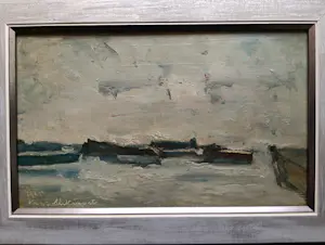 Koos Stikvoort - Riviergezicht met boten kopen? Bied vanaf 175!