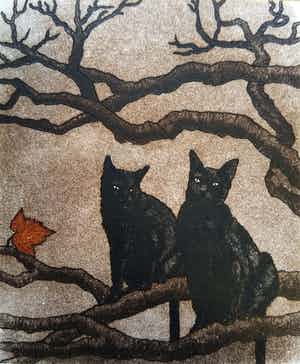 Niet of onleesbaar gesigneerd - "Dos gatos" (Two cats, twee katten) verkocht voor € 1!