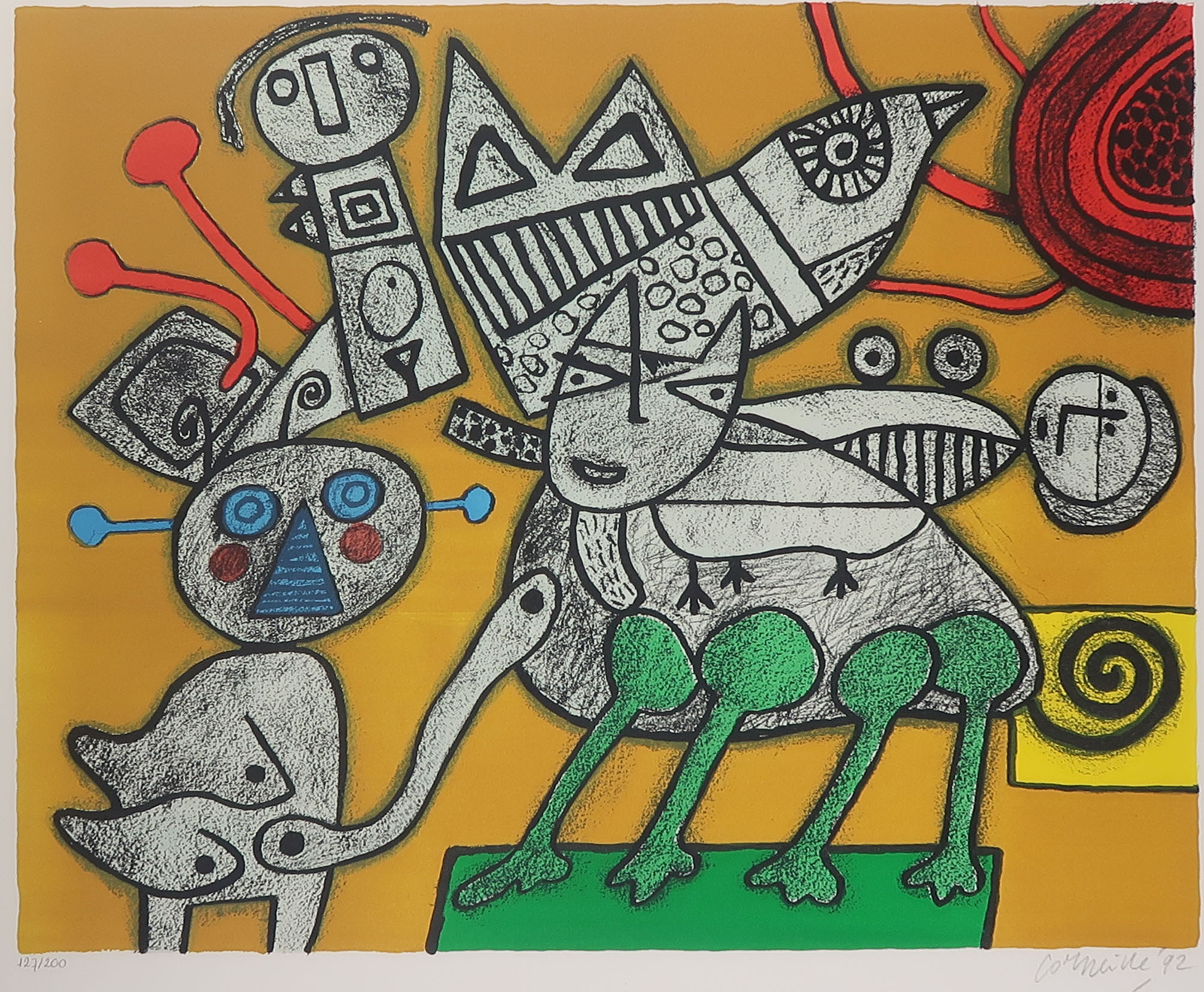 Corneille - Zeefdruk, Chat retrant dans la danse I - Ingelijst kopen? Bied vanaf 250!