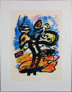 Kees Salentijn - Zeefdruk, Hommage aan Van Gogh I - Ingelijst verkocht voor € 50!