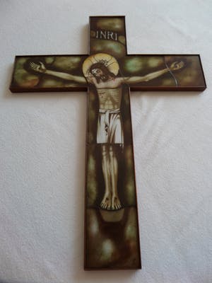 Hubert Levigne - GROOT GEBRANDSCHILDERD KRUIS ZELDZAAM kopen? Bied vanaf 70!