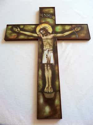 Hubert Levigne - GROOT GEBRANDSCHILDERD KRUIS ZELDZAAM verkocht voor € 70!