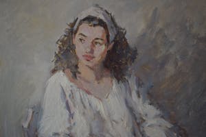 Joop Liesker - Jonge dame in het wit kopen? Bied vanaf 275!