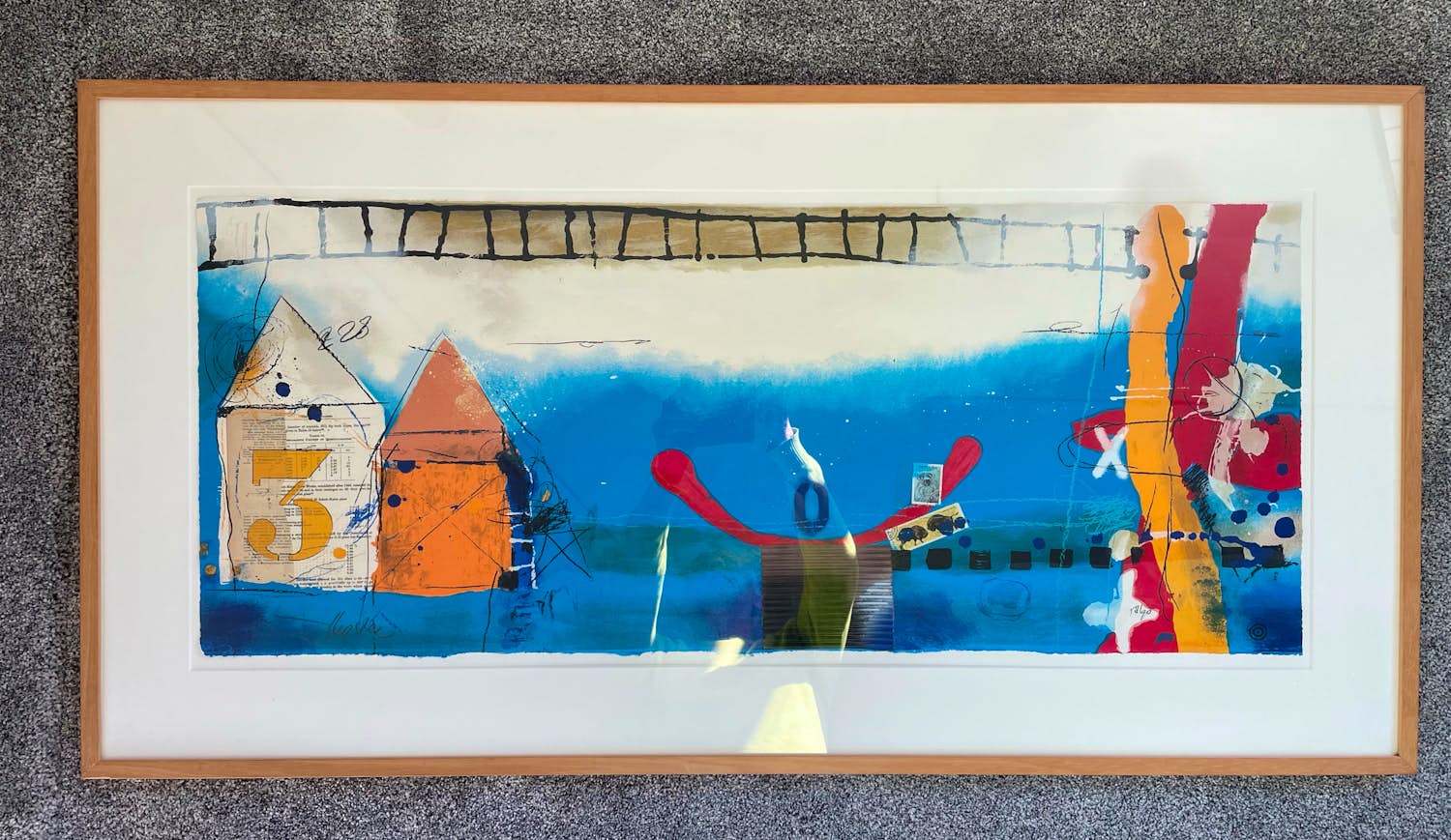 Theo Koster - Zeefdruk - Liggend blauw - Ingelijst (Groot) kopen? Bied vanaf 125!