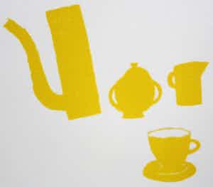 Klaas Gubbels - Zeefdruk: Kannen en kop geel - 2005 verkocht voor € 275!