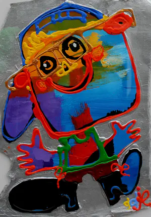 Ad Verstijnen - Ingelijste olieverf op papier: "Happy'' kopen? Bied vanaf 250!