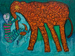 Shahid Parvez - handgesigneerde litho | 'Zonder titel' (INGELIJST kopen? Bied vanaf 1!