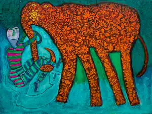 Shahid Parvez - handgesigneerde litho | 'Zonder titel' (INGELIJST verkauft für € 75!