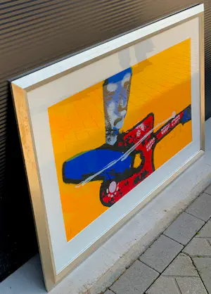 Herman Brood - Ingelijste zeefdruk: Guitar man kopen? Bied vanaf 695!